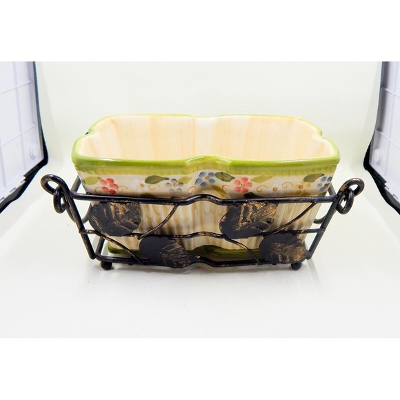 Temp-Tations By Tara Petals Baking Serving Dish Trivet Wire Basket - Picture 1 of 11